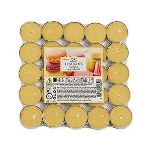 Aladino Vanilla Macaroon Tea Lights (Pack of 25) Yellow (One Size)