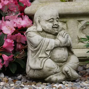 Content Buddha Stone Statue Reconstituted Oriental Monk Outdoor Garden Ornament