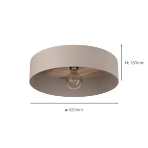 EGLO Duaia Taupe Metal Flush Ceiling Light With Interchangeable Element