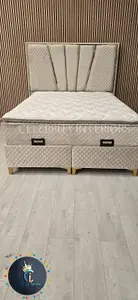 Velvet Divan Bed Chelsea Champagne Velvet Gold Accent 2024 Iconic Design With Mattresss Headboard Ottoman Divan Bases