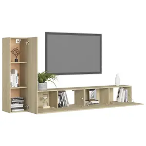 Berkfield 3 Piece TV Cabinet Set Sonoma Oak Engineered Wood