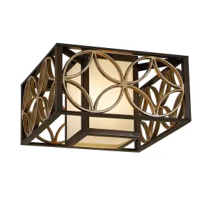 Luminosa Remy 2 Light Flush Ceiling Light Gold, Bronze