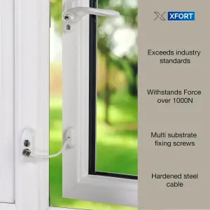 XFORT Viper Key Locking Cable Window Restrictor in White