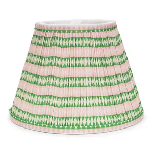 ValueLights Riza Small Pink Aztec Gathered Fabric Pleated Tapered Lampshade Easy Fit Light Shade - LED Bulb Included