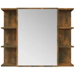 Berkfield Bathroom Mirror Cabinet Smoked Oak 80x20.5x64 cm Engineered Wood