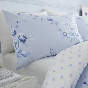 Canterbury Floral Reversible Double Duvet Cover Set with Pillowcases with Pillowcases Cornblue / Single - 1 Standard Pillowcase