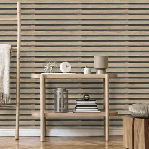 Wood Slats Wallpaper Black Fine Decor FD42996