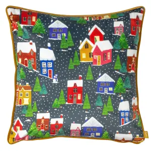 furn. Christmas Together Twilight Town Piped Feather Rich Cushion