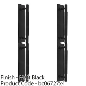 4 PACK - Lined Reeded Drawer Pull Handle & Matching Backplate - Matt Black 168 x 40mm