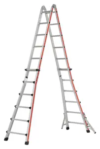 Hymer Red Line Telescopic Combination Ladder with Deployable Stabiliser Legs - 4x6 Rung (6.26m)