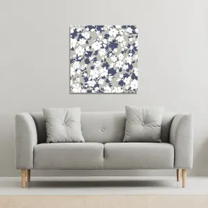 Grey, Purple & White Flowers (Canvas Print) / 101 x 101 x 4cm