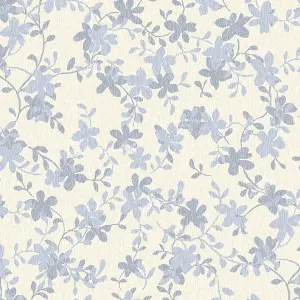 Laura Ashley Light Blue & White Misterton Trail Smooth Wallpaper