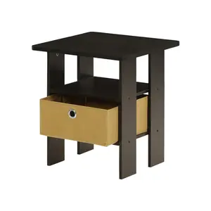 Joseph Side Table Nightstand with Bin Drawer, 2 per set (Set of 2) Espresso