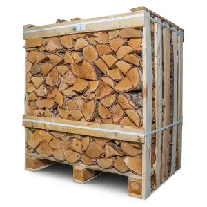 MEDIUM FIREWOOD CRATE FULL OF BIRCH LOGS