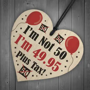 Funny 50th Birthday Gifts For Men Women Wooden Heart Joke 50th Birthday Decoration