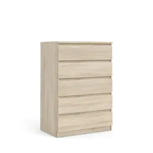 Esla High gloss oak effect 5 Drawer Wide Chest of drawers (H)1110mm (W)770mm (D)500mm