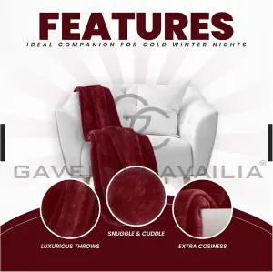 GC GAVENO CAVAILIA Luxury Faux Fur Throw 150x200 CM Red Fleece Blanket for Double Bed & Sofa Bed