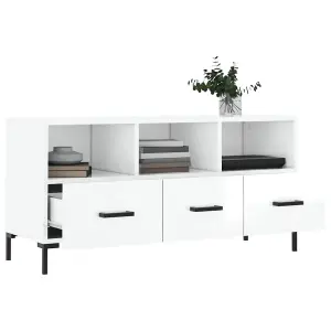 Berkfield TV Cabinet High Gloss White 102x36x50 cm Engineered Wood