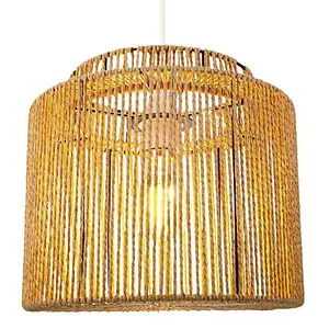 Traditional Vintage Thin Woven Rope Brown Non-Electrical Pendant Light Shade