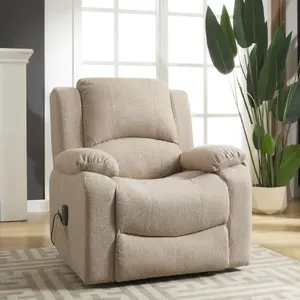 Marldon 92cm Wide Beige Textured Fabric Electric Mobility Aid Lift Assist Recliner Arm Chair with Massage Heat Functions