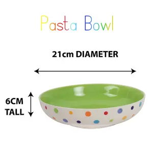 Pasta Bowls Hand Painted Polka Dot Set of 4 Ceramic Bowls by Laeto House & Home - INCLUDING FREE DELIVERY