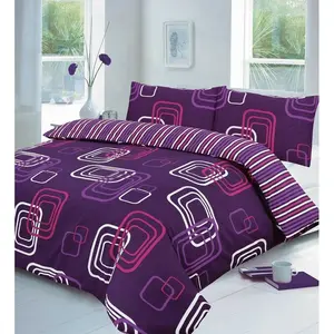 Ralls Geometric Shapes Duvet Cover Set with Pillowcases Purple / Double Duvet Cover + 2 Standard Pillowcases