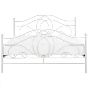 Metal EU King Size Bed White LYRA