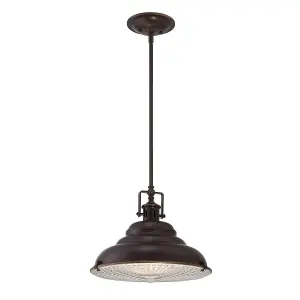 Elstead East Vale 1 Light  Large Dome Ceiling Pendant Palladian Bronze, E27