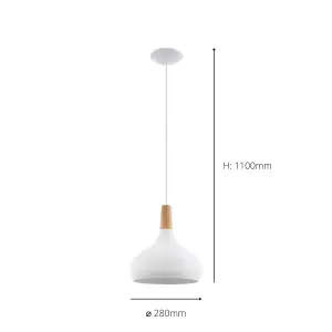 EGLO Sabinar Metal/Wood Single Pendant Light