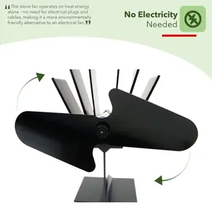 Oypla Eco-Friendly Heat Powered Log Burner Fireplace Stove Top Fan