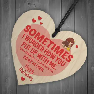 Red Ocean Valentines Day Funny Wooden Hanging Heart Gift For Boyfriend Girlfriend Novelty Gift For Her Him,