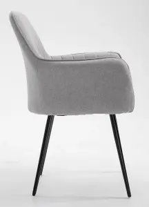 Hallowood Furniture Pair of Light Grey Fabric Chair with Metal Legs