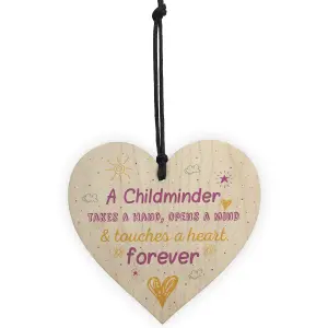 Red Ocean Handmade Wooden Hanging Heart Plaque Gift For Childminder Teacher Thank You Keepsake Gift