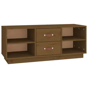 Berkfield TV Cabinet Honey Brown 100x34x40 cm Solid Wood Pine