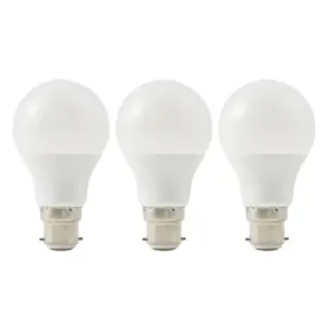 Diall B22 4.2W 470lm White A60 Warm white LED Light bulb, Pack of 3