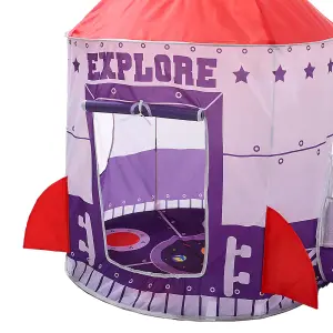 3 in 1 Spaceship Pop Up Kids Play Tent Portable Playhouse with Play Tunnel Ball Pit