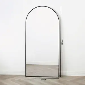 Arch Metal Floor Mirror Black