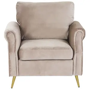 Beliani Retro Armchair VIETAS Velvet Taupe