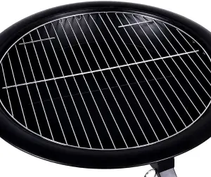 Wadan Black Steel Body Large Foldable Fire Pit - Garden Patio Heating, Cooking & Bbq - Includes Poker & Cooking Grill - H37xD56cm