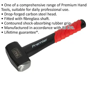 High-Quality 2.5lb Club Hammer with Fibreglass Shaft and Rubber Grip