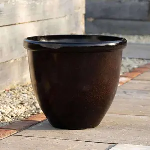 Primrose Plant Pot Round Flower Pot Recycled Plastic Planter in Black Medium 54cm