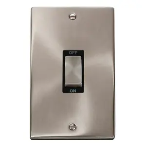 Click Scolmore Deco Switch 2 Gang 45A 2 Pole Satin Chrome - VPSC502BK