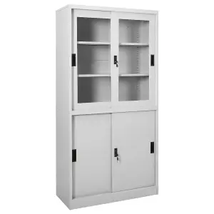 Berkfield Office Cabinet with Sliding Door Light Grey 90x40x180 cm Steel