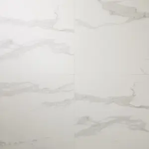 Ultimate White Gloss Marble effect Porcelain Indoor Floor Tile, Pack of 3, (L)595mm (W)595mm