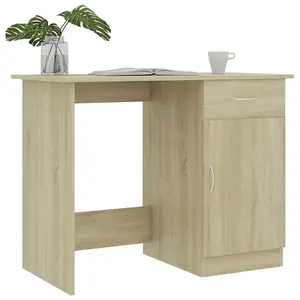 Berkfield Desk Sonoma Oak 100x50x76 cm Engineered Wood