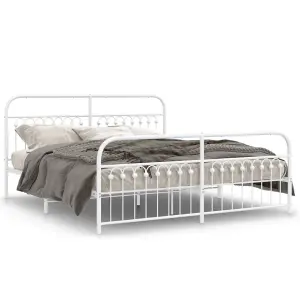 Berkfield Metal Bed Frame without Mattress with Footboard White 183x213cm