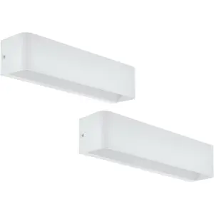 2 PACK Wall Light Colour White Oblong Box Shape Snug Fitting LED 12W Included