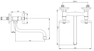 Invena Kitchen Bath Water Mixer Tap Cross Head 'S' Type Spout Wall Mounted