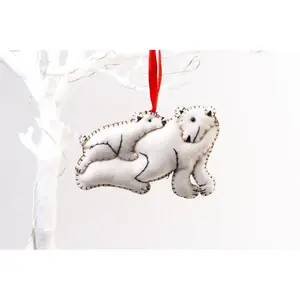 Polar Bear with Cub - Christmas Tree Hanging Figurine Ornament