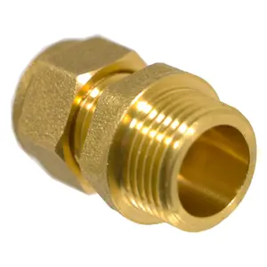 SPARES2GO Compression Connector 10mm x 3/8" BSP Male Straight Brass Pipe Coupler Adaptor Fitting